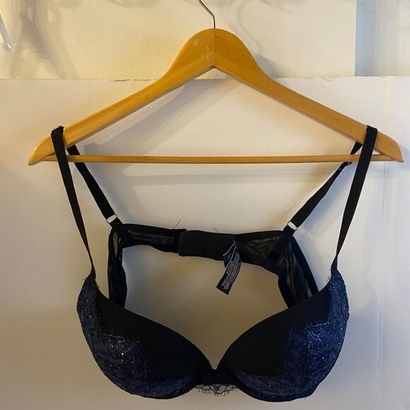 VS 38B very sexy bra push up black shiny padded - Picture 1 of 5